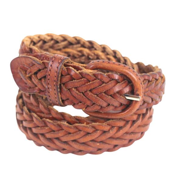 ARGENTINA BRAIDED BROWN GENUINE LEATHER 1" Wd CASUAL MEN'S BELT Sz 38 (G41 - Picture 6 of 12